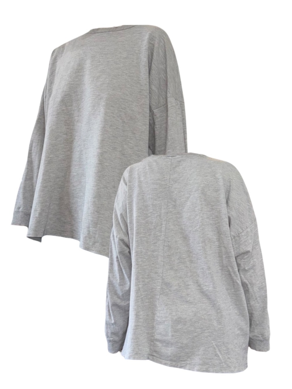 Grey Long-Sleeve Oversized Top